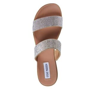 Steve Madden Zig Rhinestone Encrusted Two Strap Slip On Sandals Size 9/ 40